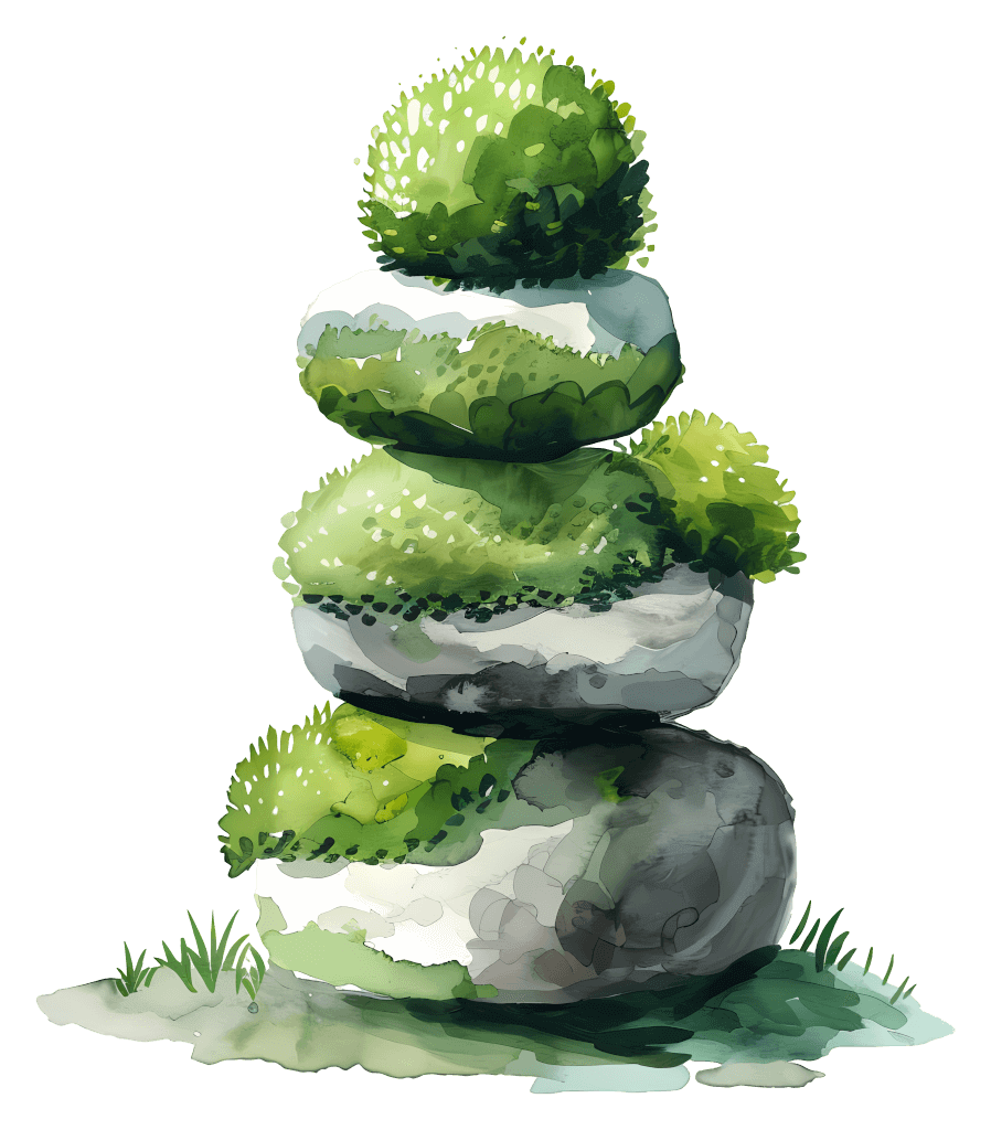 苔むした石を積み重ねたイラスト イラスト