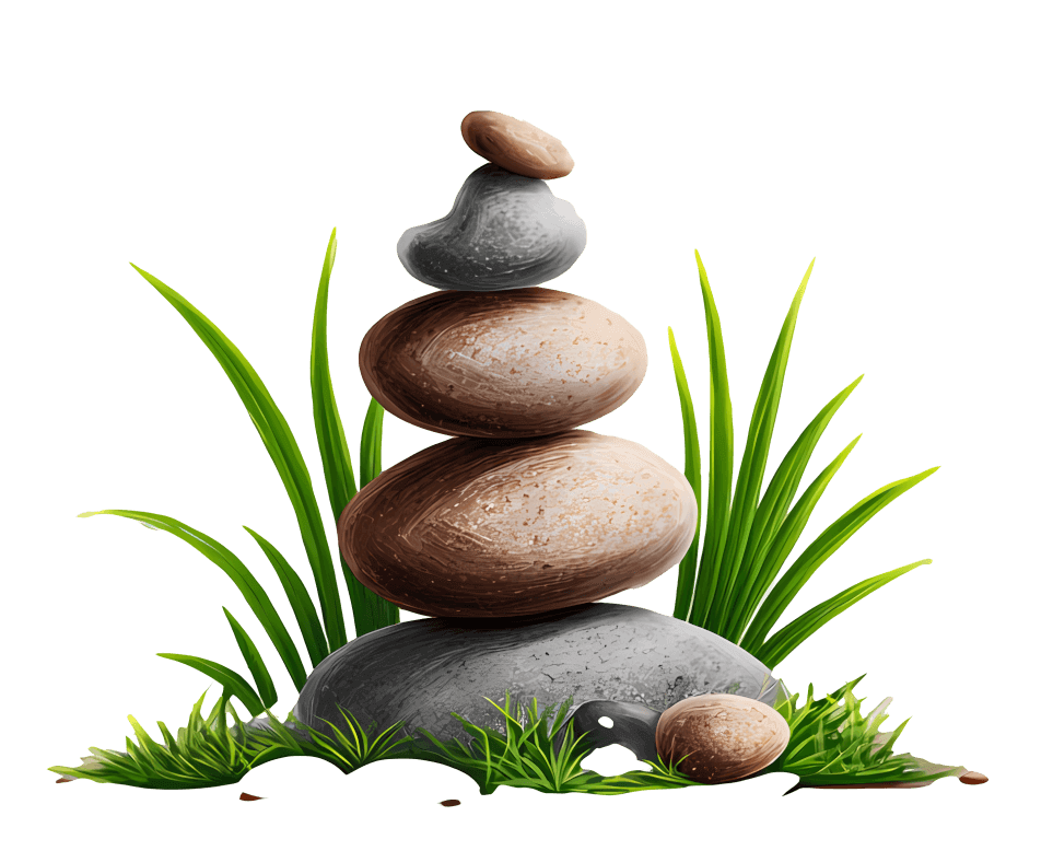 積み重ねられた石と草のイラストPng イラスト