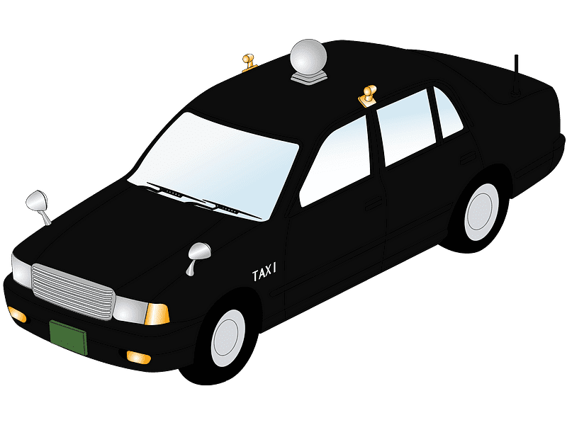 黒タクシーのイラスト 透明
