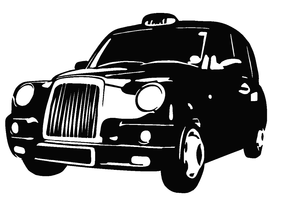 タクシーのイラスト白黒をダウンロード イラスト