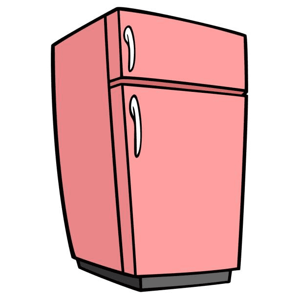 ピンクの冷蔵庫のイラスト