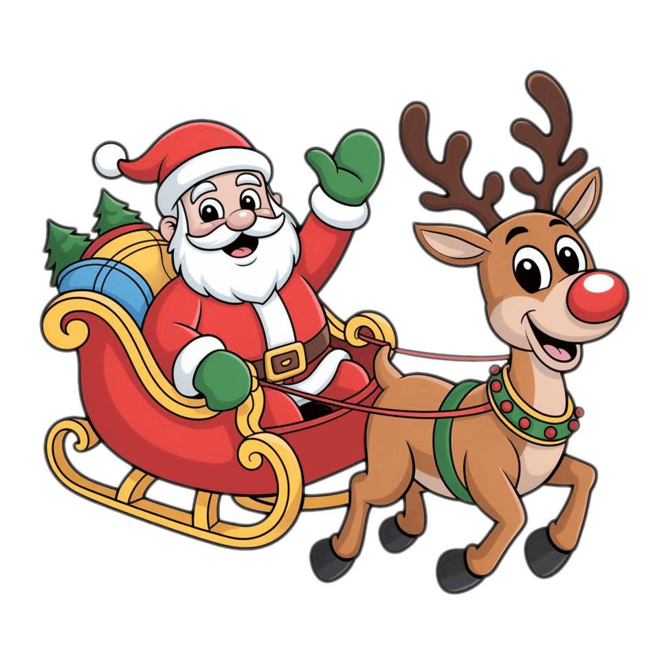 漫画サンタクロースのそりのイラストPNG イラスト