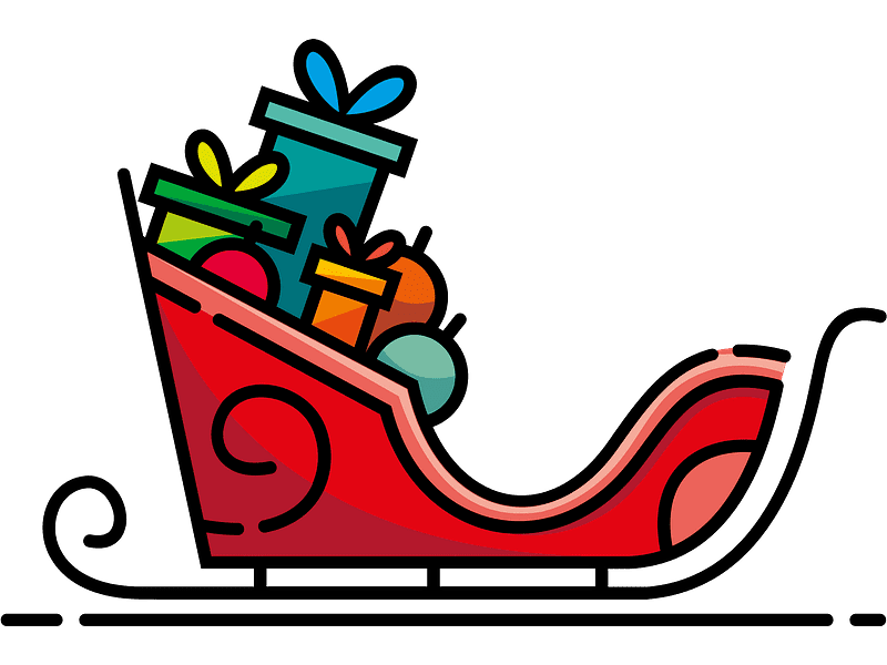 サンタのそりのイラスト（透明）をダウンロード イラスト