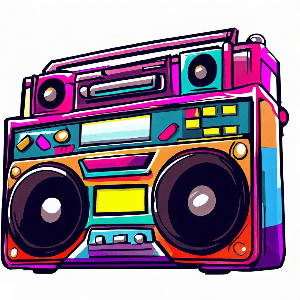 カラフルなラジカセのイラストPNG イラスト