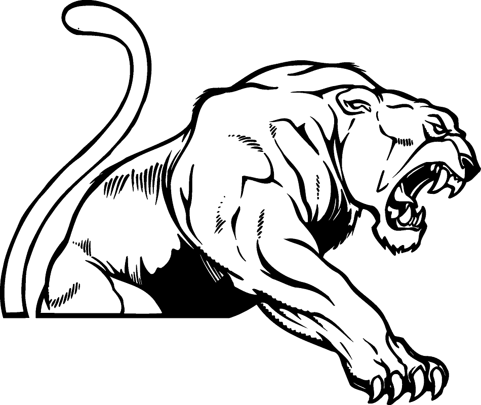 クーガーのイラストPNG 白黒 イラスト