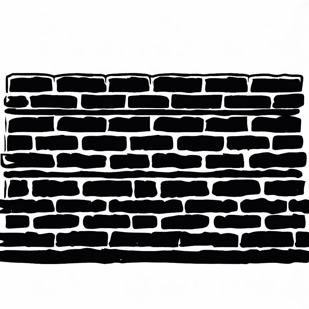 レンガの壁のイラスト（白黒）をダウンロード イラスト