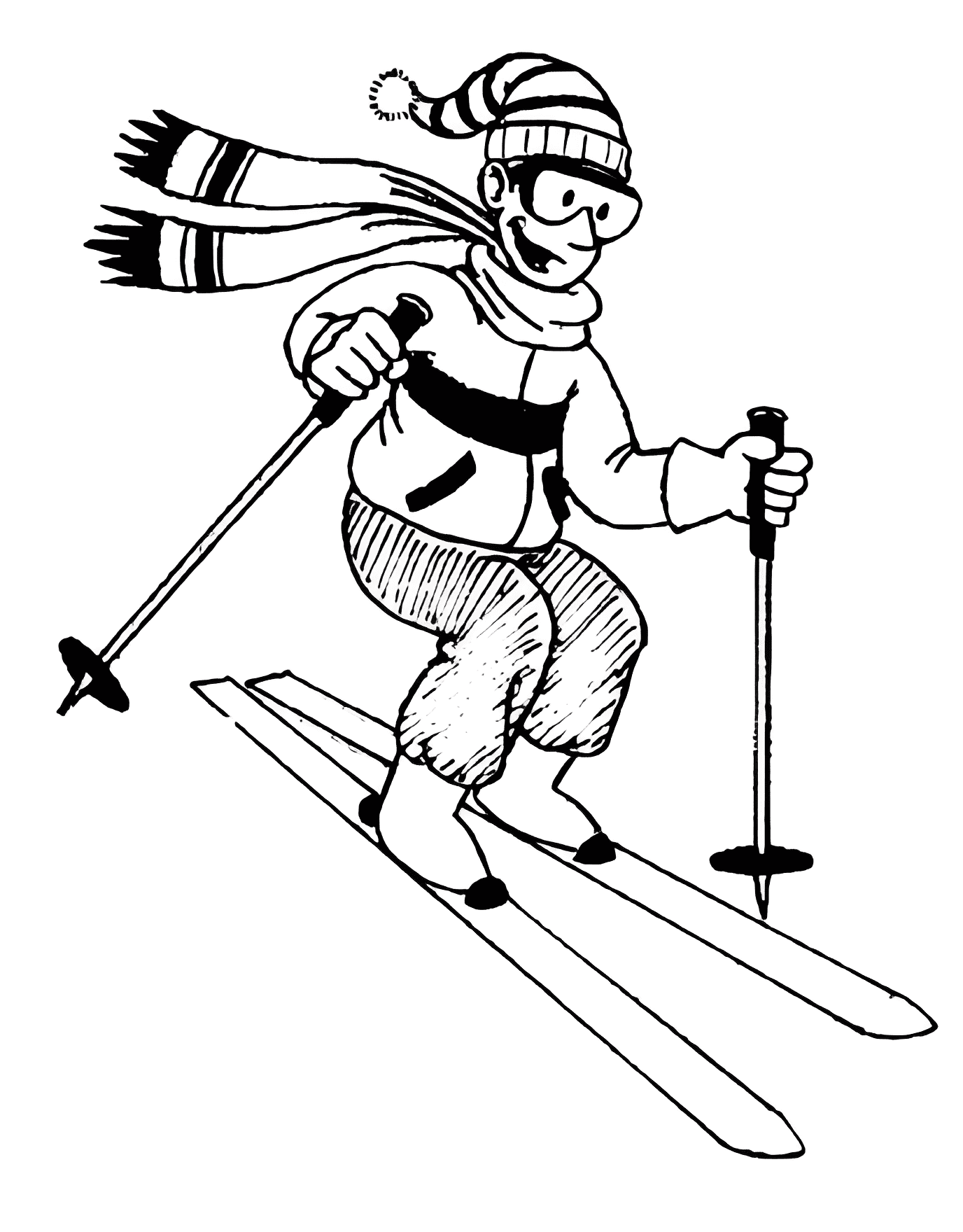 スキー イラスト 白黒 イラスト