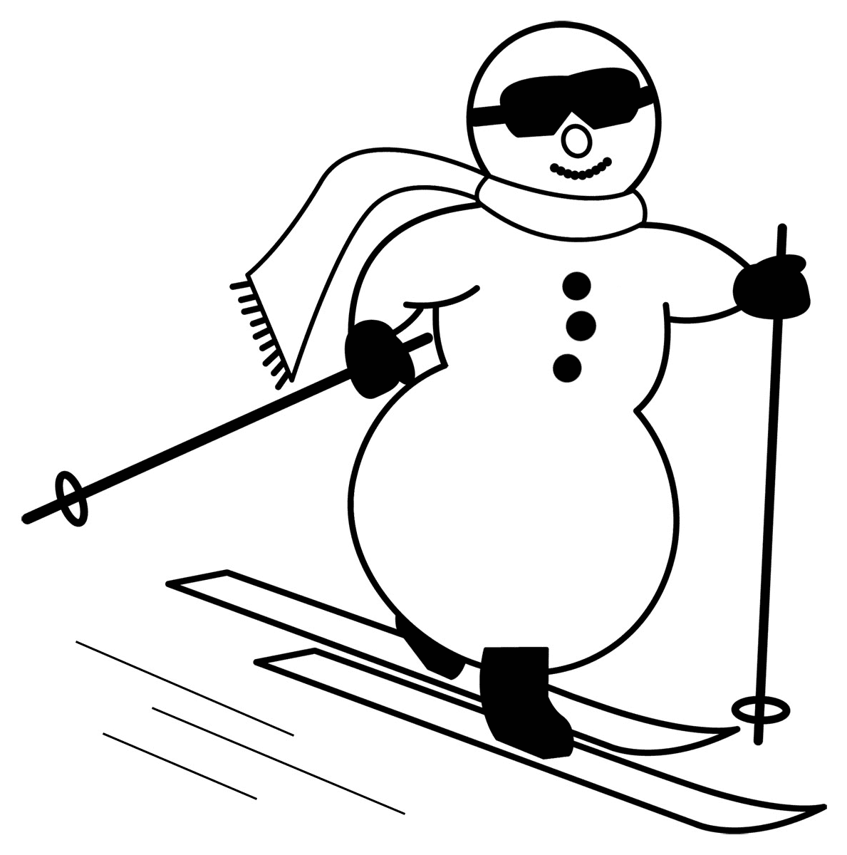 雪だるま スキー イラスト 白黒 イラスト