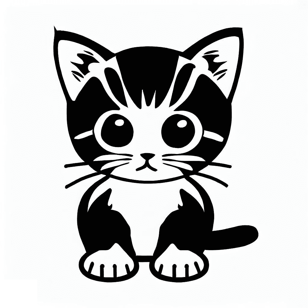 子猫のイラスト 白黒 ダウンロード