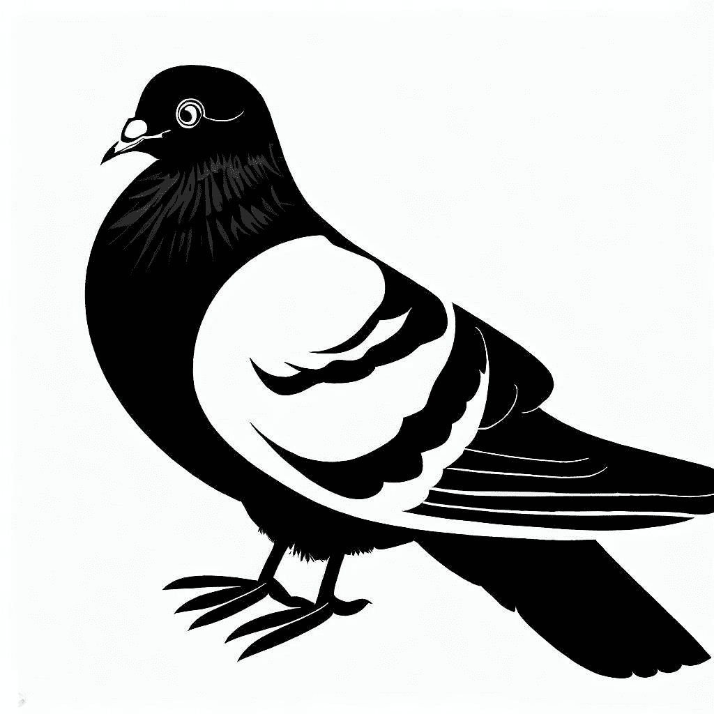 鳩のイラスト白黒をダウンロード