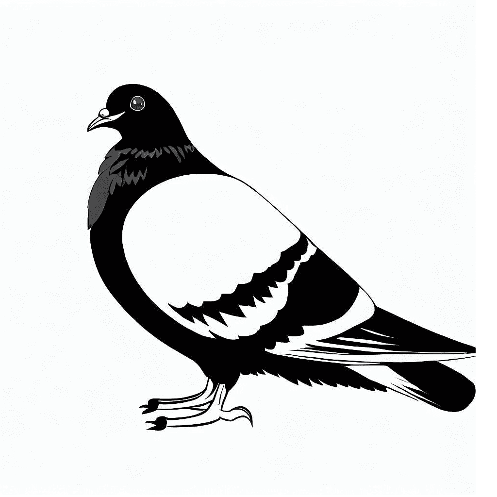 鳩の白黒イラスト