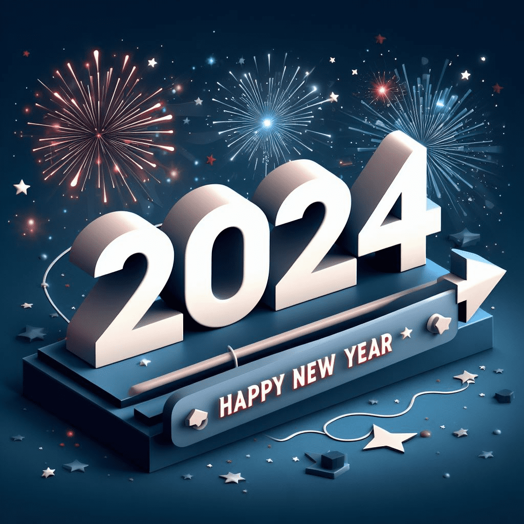 2024 年の新年あけましておめでとうございますの 3 D イラスト