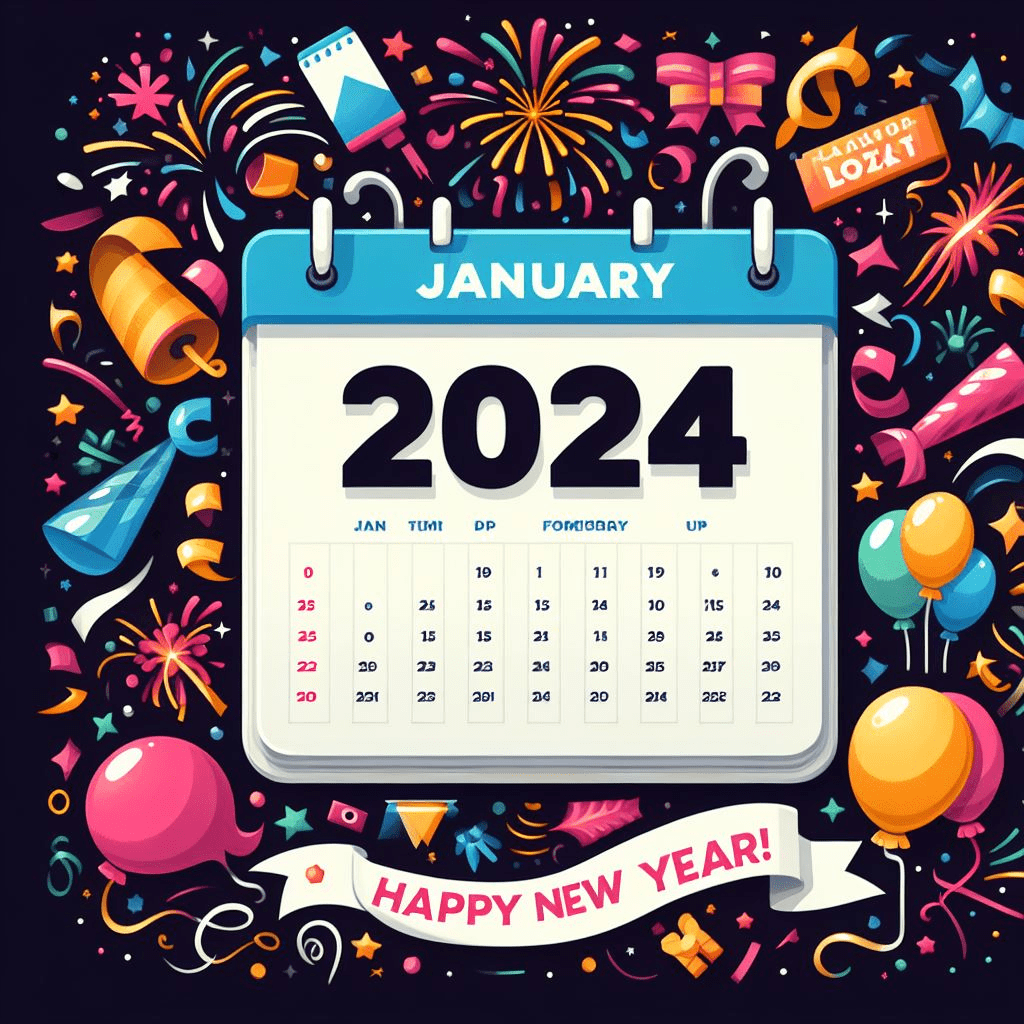 2024 年新年カレンダー イラスト イラスト