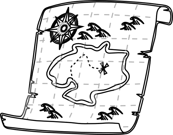 宝の地図 イラスト 白黒