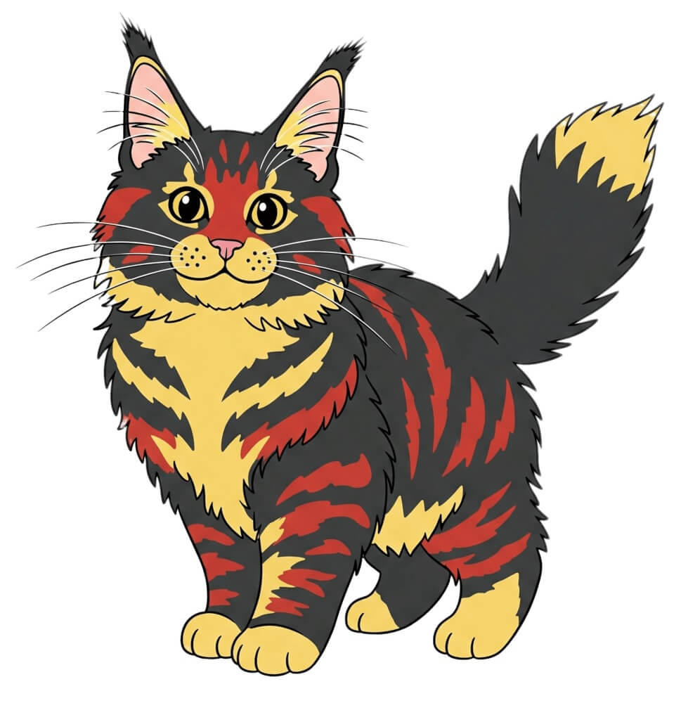 メインクーン猫のイラスト画像 2 イラスト