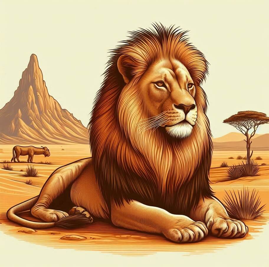 アフリカのライオンの背景のイラスト2