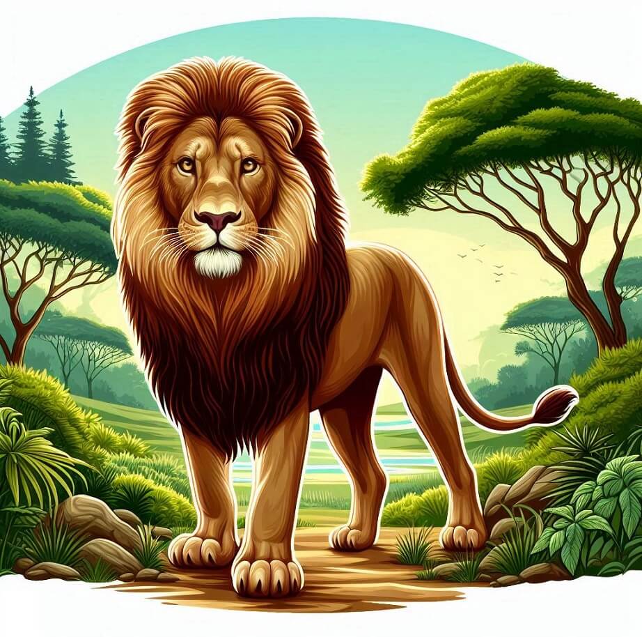 アフリカのライオンの背景のイラスト