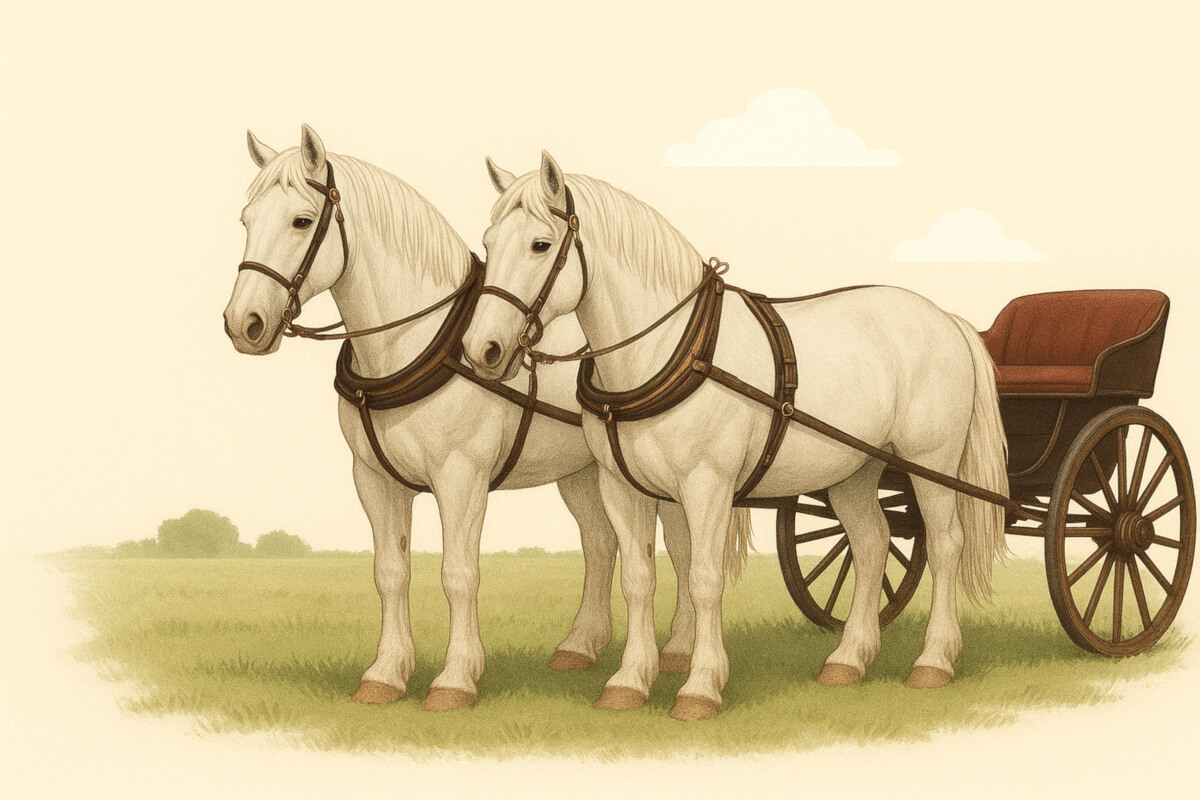 馬車を引く馬のイラスト