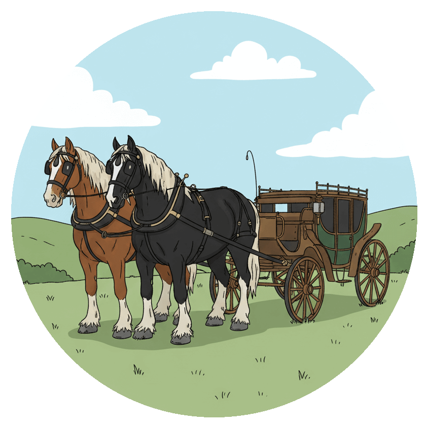 馬車を引く馬の無料イラスト