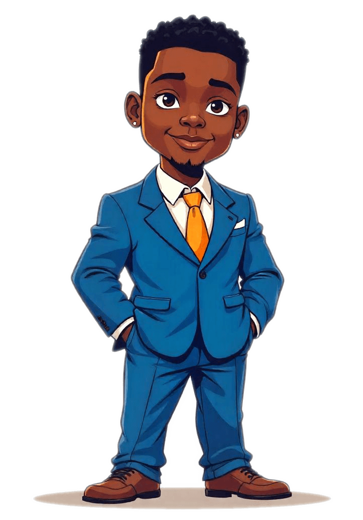 ちびハンサムなアフリカ人男性のイラストプロフィール イラスト
