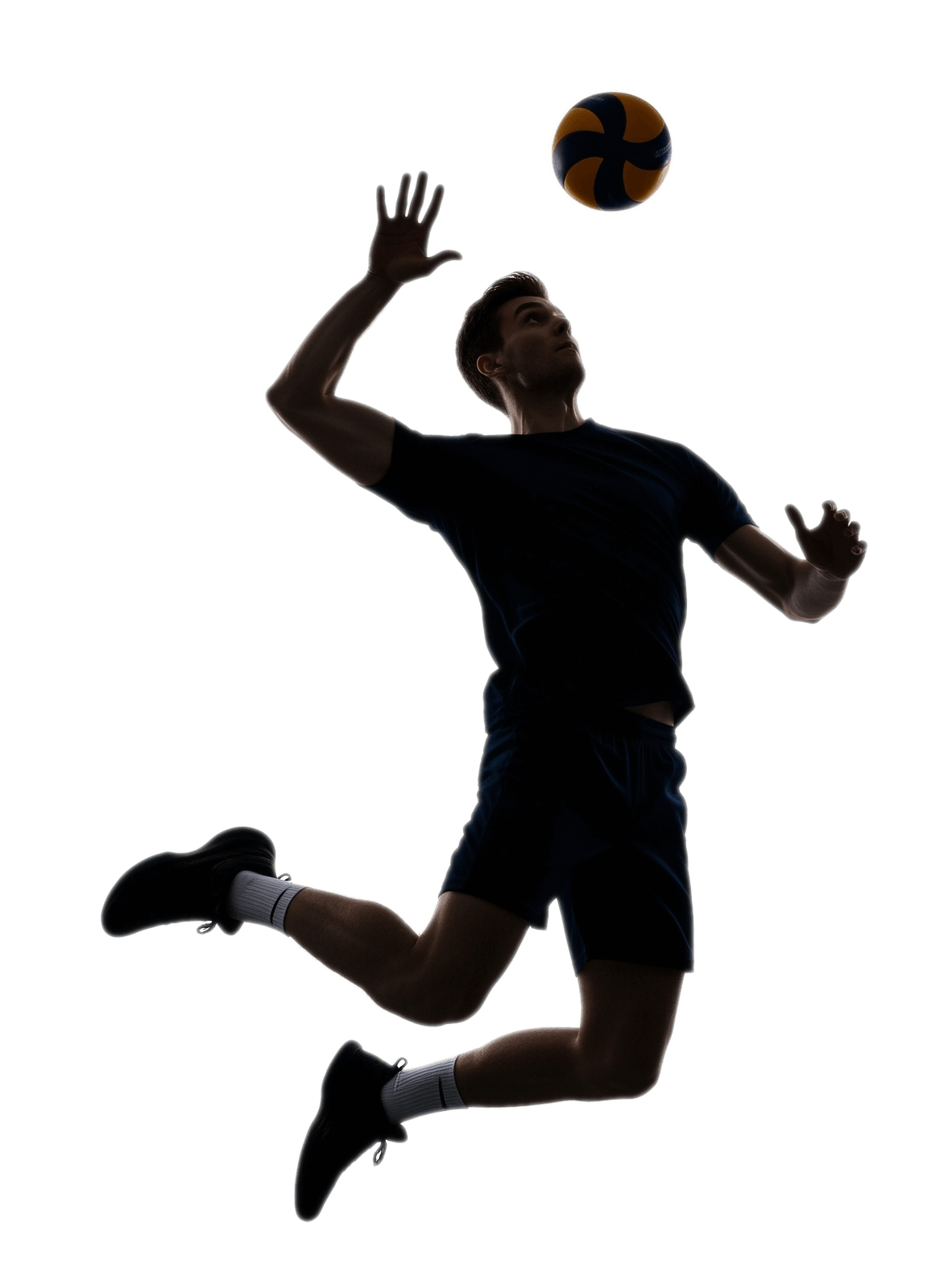 男子バレーボール選手がボールを攻撃しているイラスト