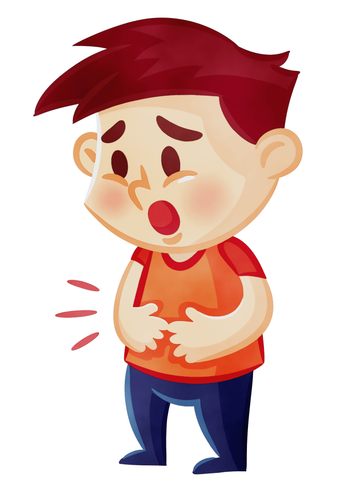 腹痛のある男の子のイラスト