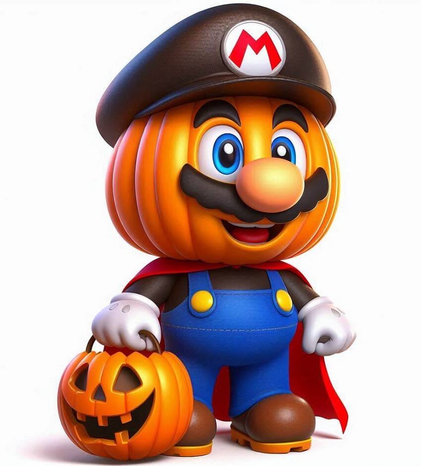 ハロウィンのマリオのイラスト