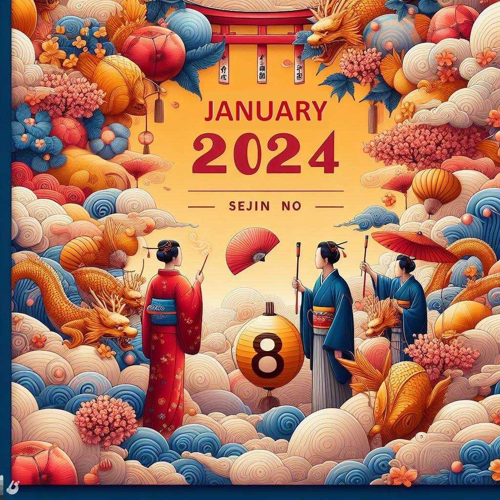カレンダー 2024 年 1 月 8 日の背景イラスト イラスト