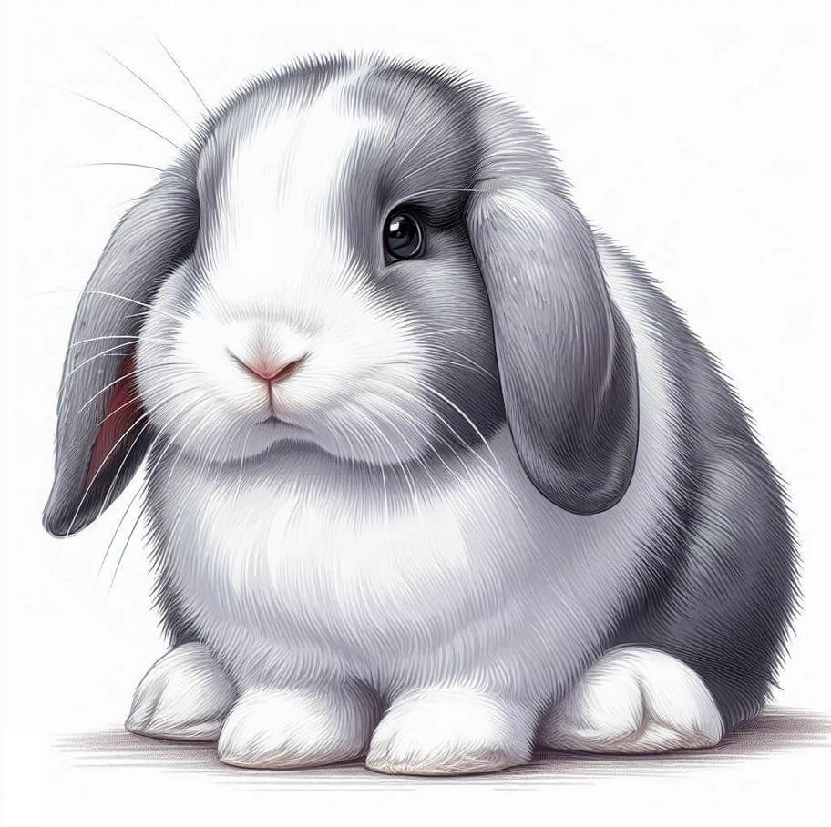 かわいいホーランドロップウサギのイラスト