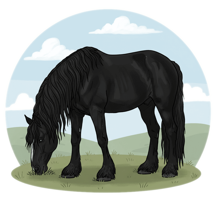 かわいい黒馬のイラスト無料