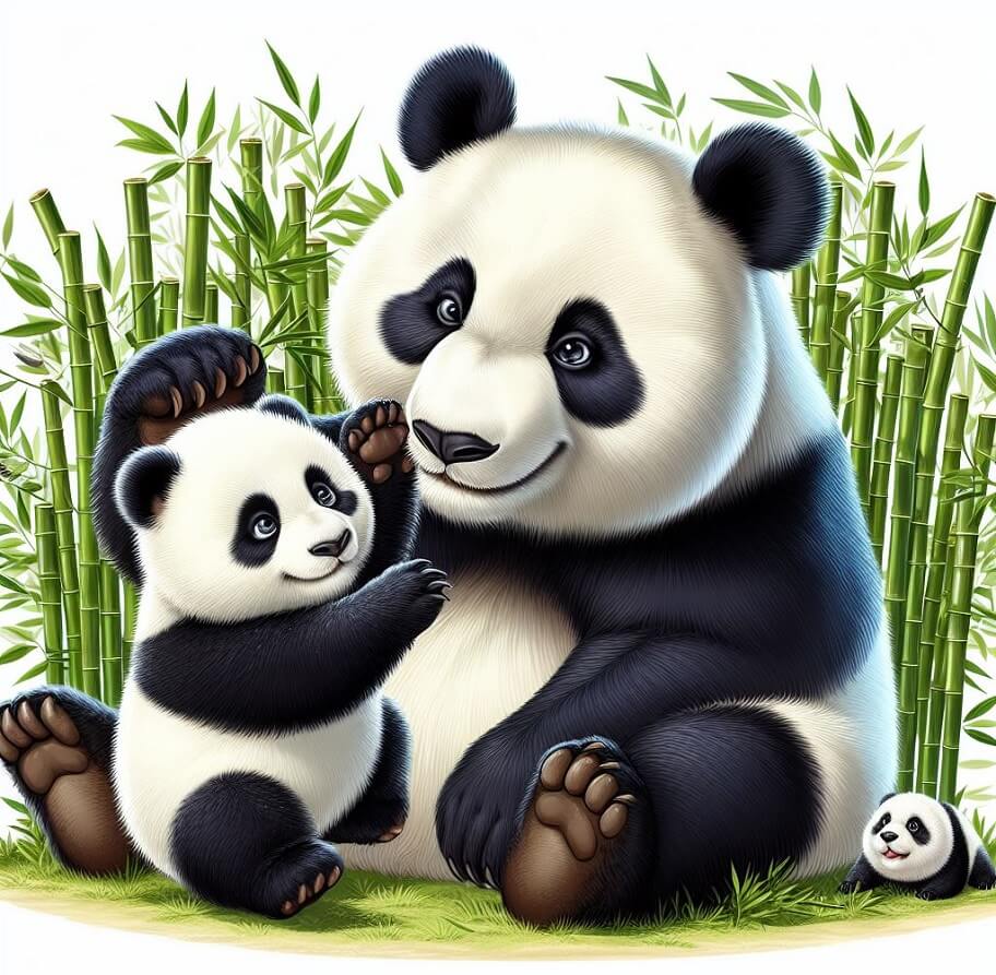 かわいいパンダと赤ちゃんパンダのイラスト無料 イラスト