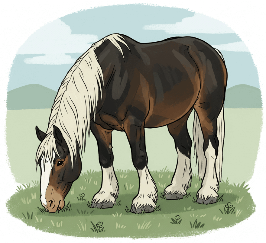 かわいい馬の放牧イラスト無料