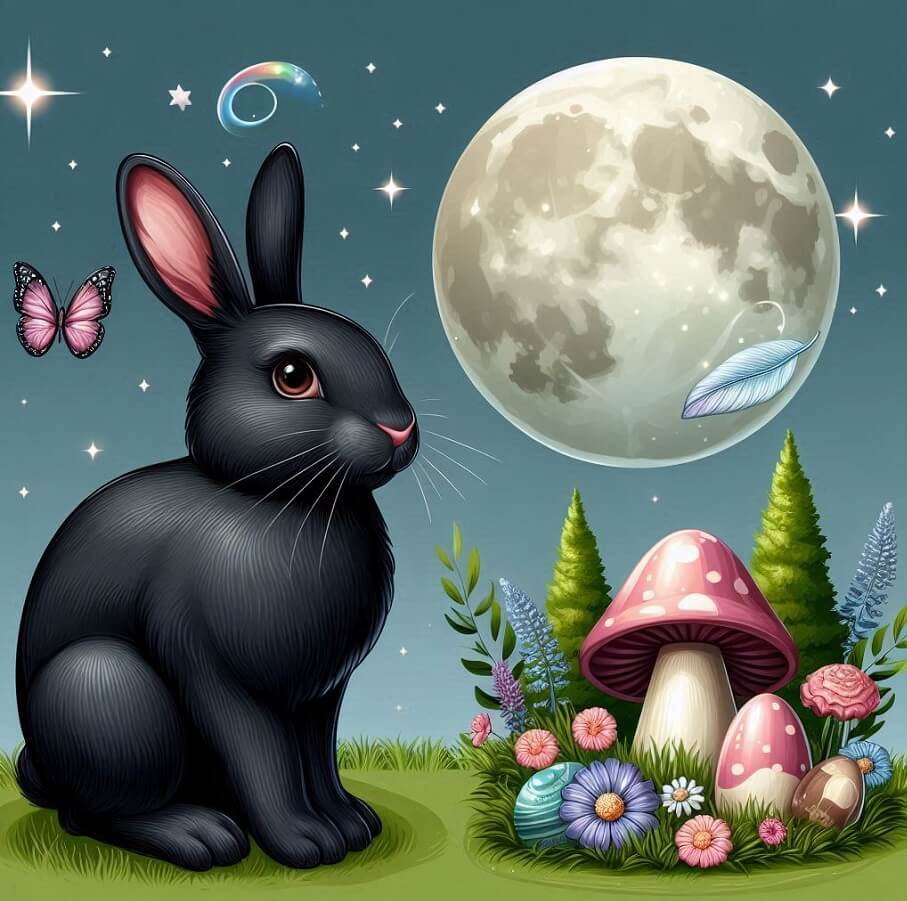 黒いウサギの背景のイラスト