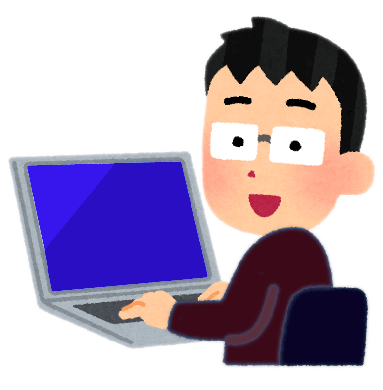 オフィスの男性とコンピューターのイラスト イラスト