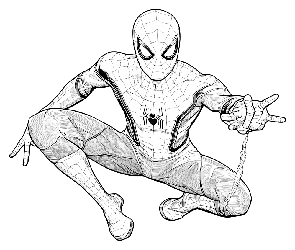 スパイダーマンのイラスト白黒