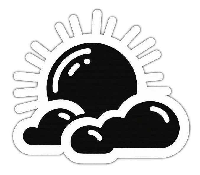 太陽と雲 - 天気の黒いアイコンのイラスト イラスト