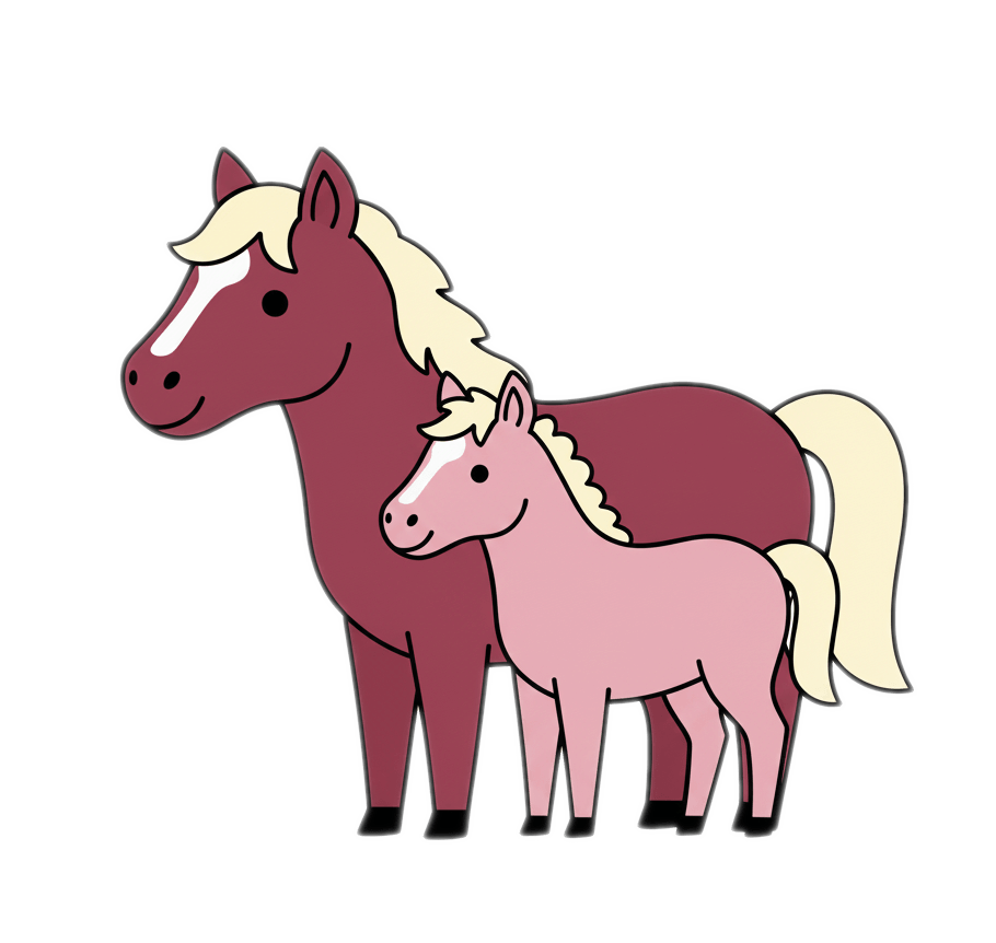 馬と子馬のイラストのダウンロード