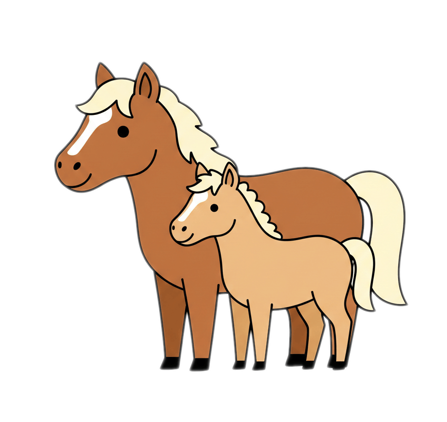 馬と子馬の無料イラスト