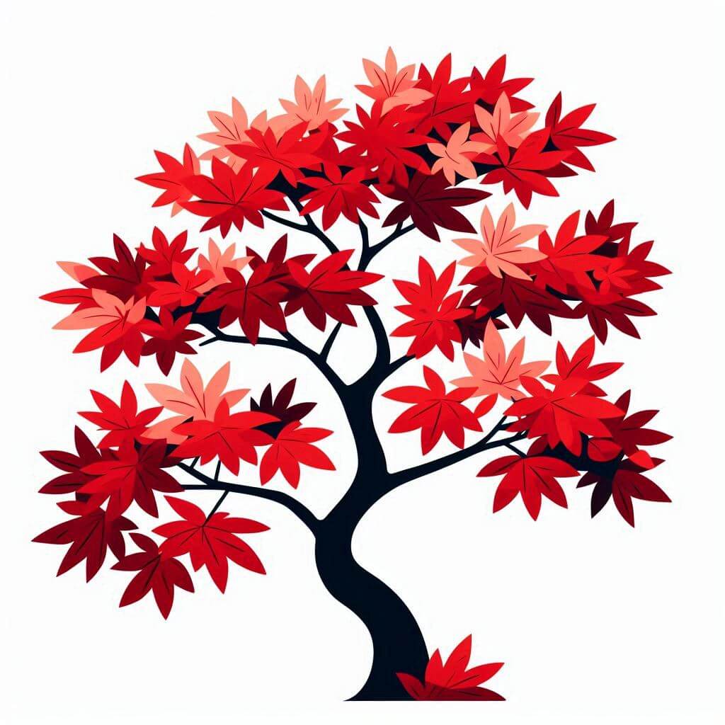 赤い葉の木のイラスト無料