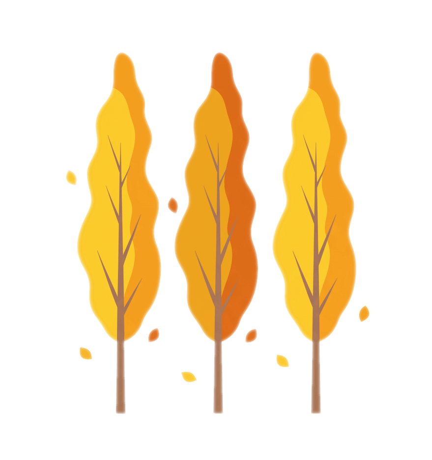 秋のポプラの木のイラストシンプル