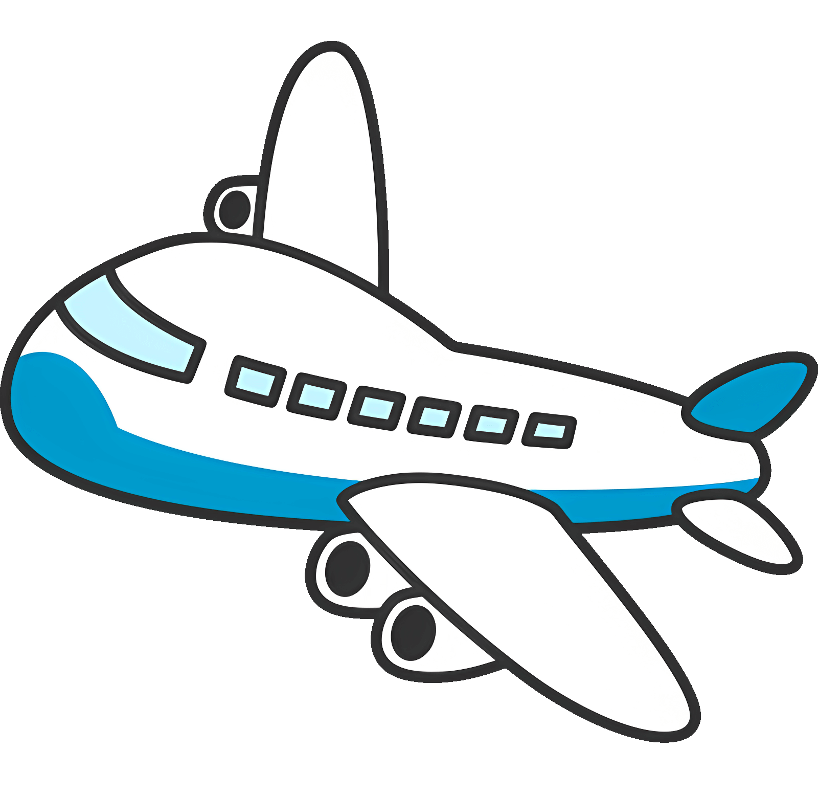 青と白の飛行機のイラストPNG画像