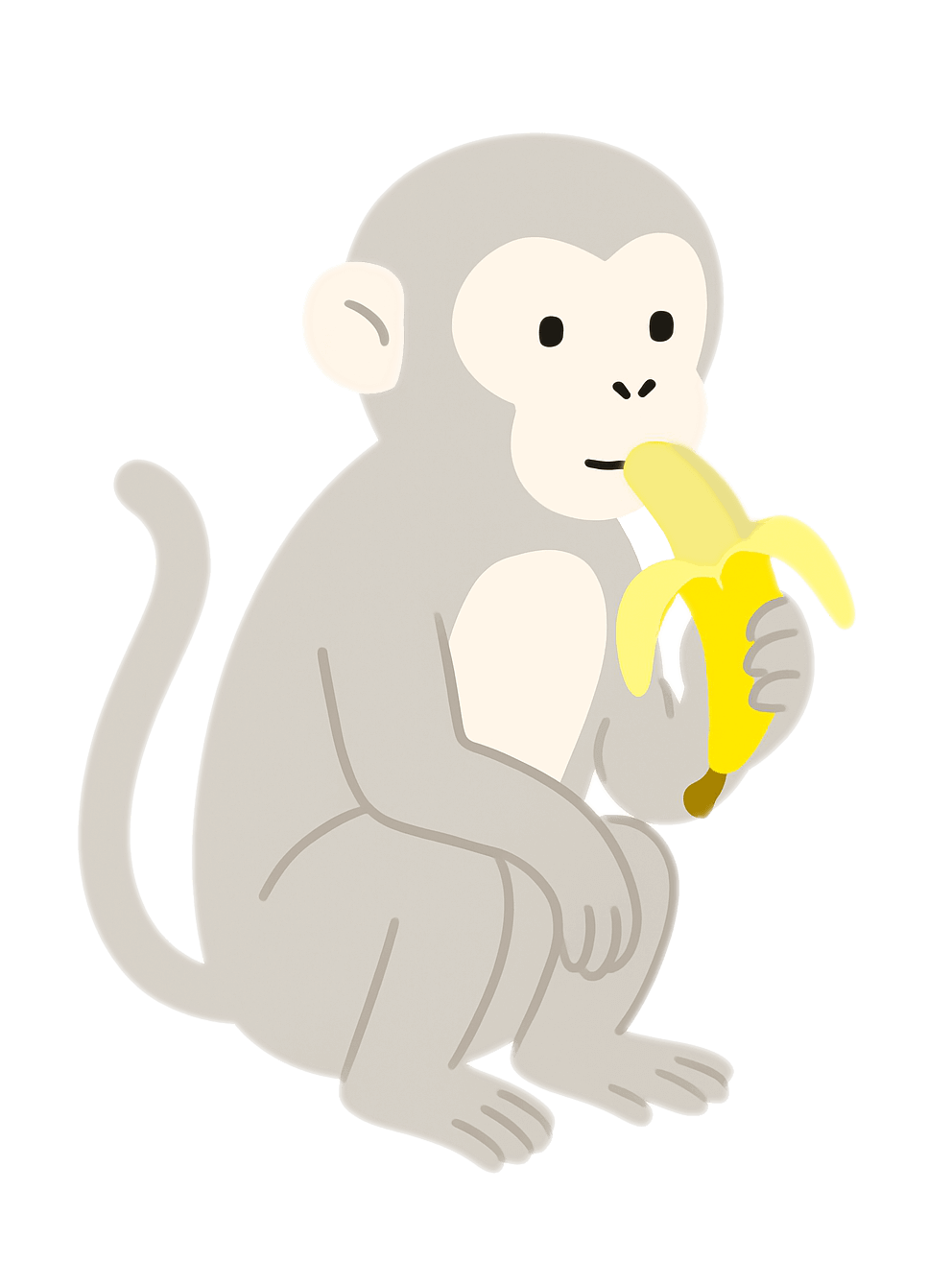 バナナを食べる猿の無料イラスト