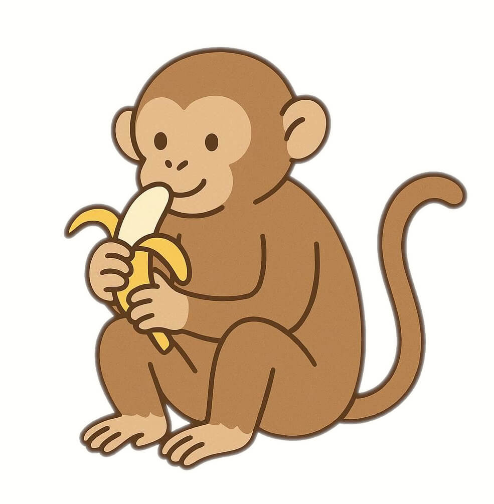 バナナを食べている猿のイラストをダウンロード