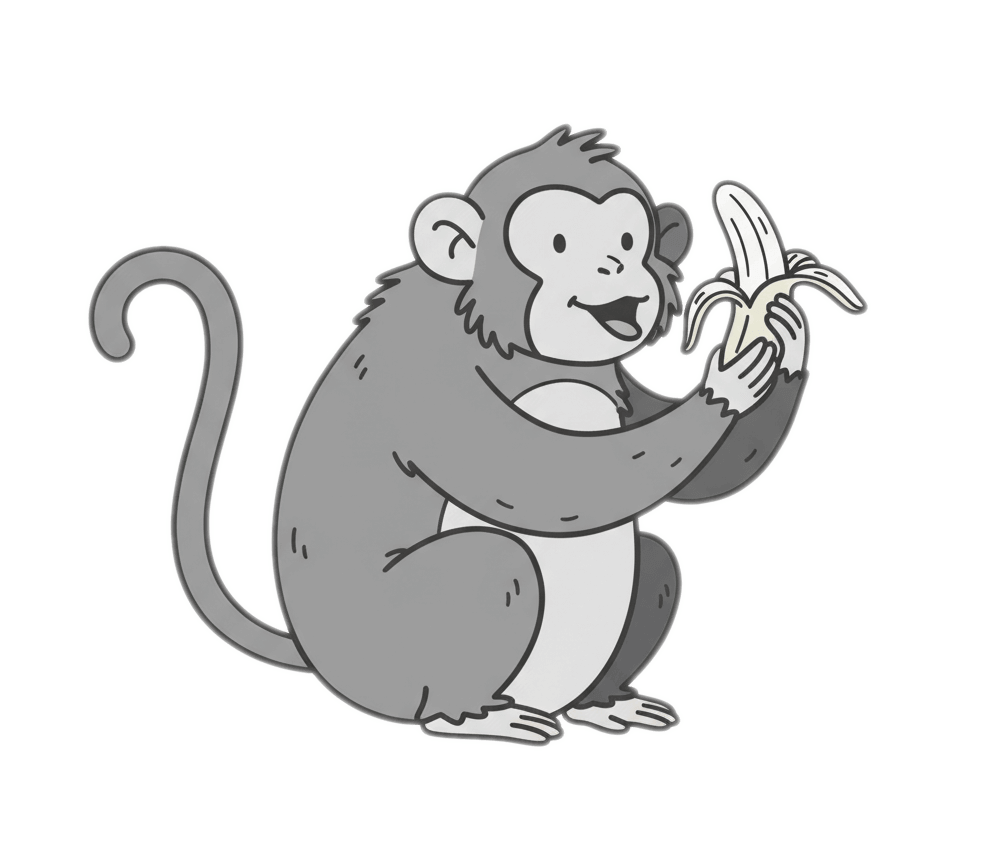 バナナを食べている猿のイラスト