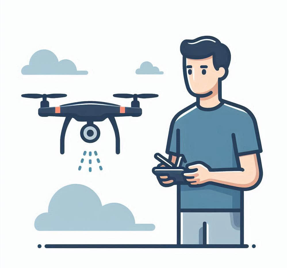 ドローンを操縦する男性のイラスト イラスト