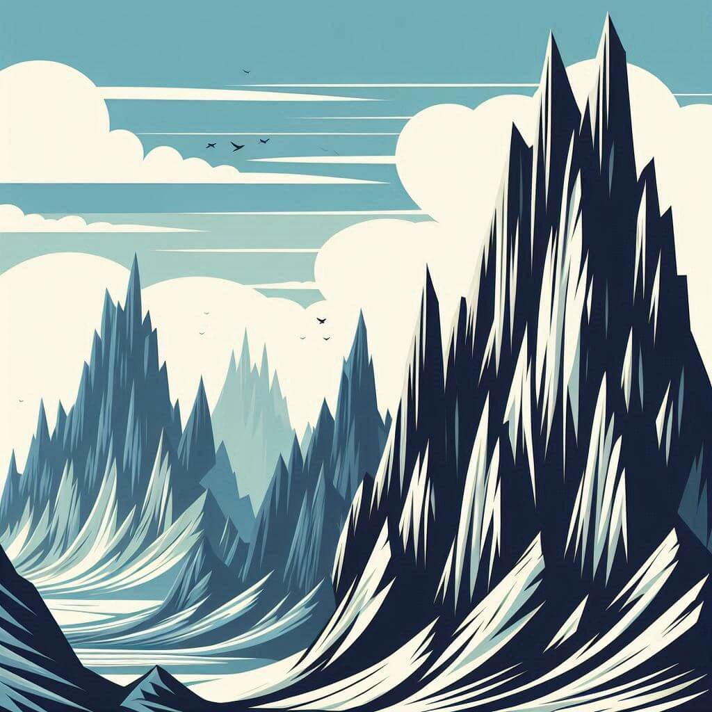 ギザギザの山脈のイラスト背景 2