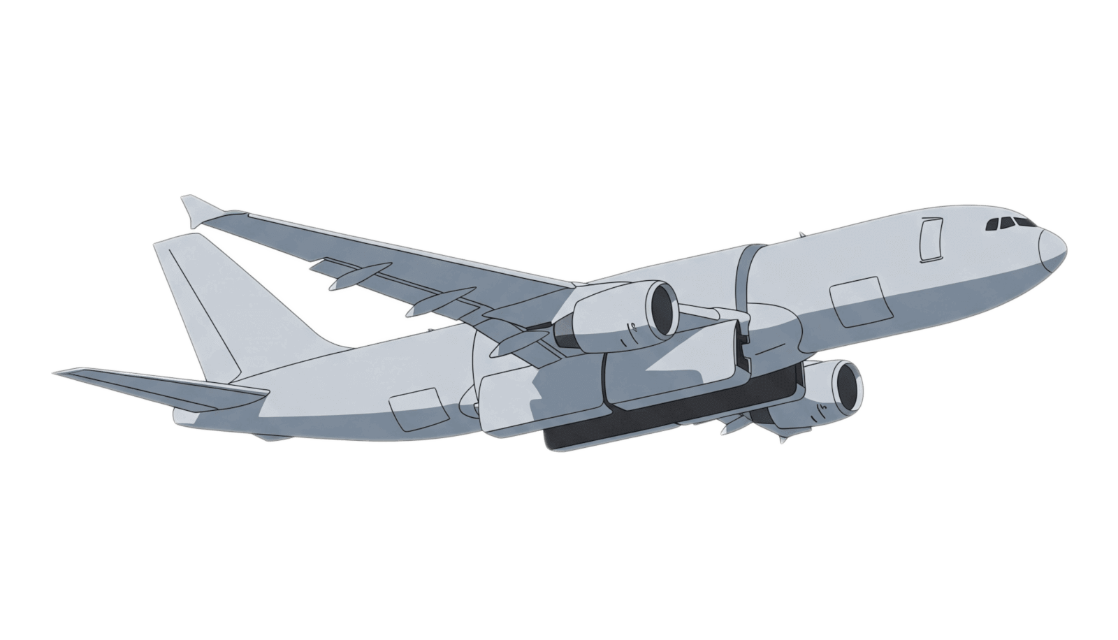 灰色の飛行機のイラスト 無料