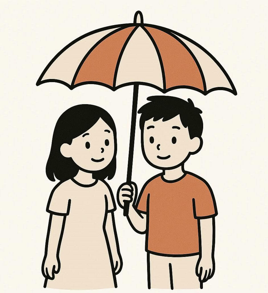 日傘を差すカップルの無料イラスト イラスト