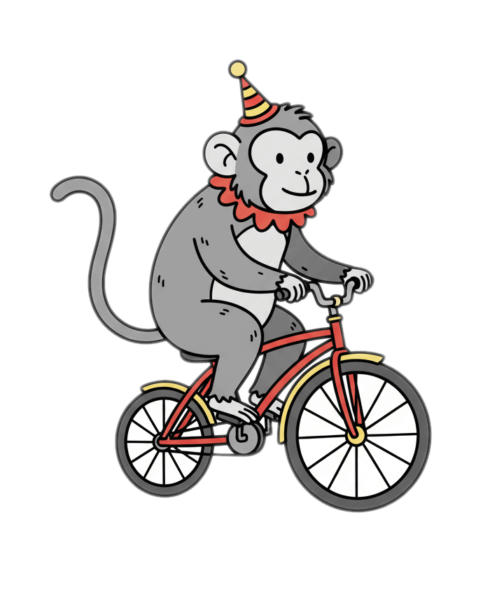 自転車に乗る猿のイラスト無料
