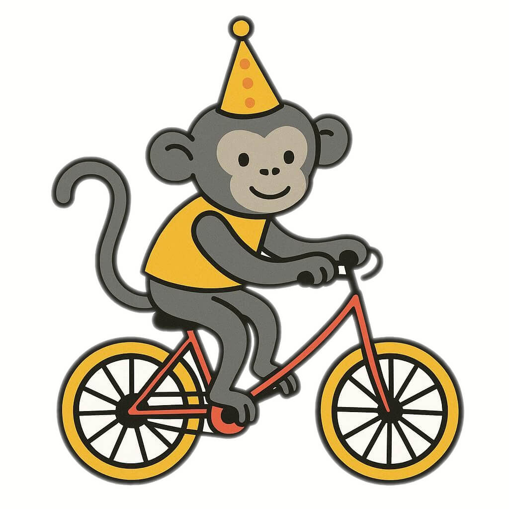 自転車に乗る猿のイラスト